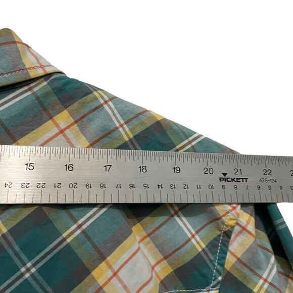 NOS Lifted Research Group LRG Mens Green Yellow Cotton Plaid Pearl Snap NWT 3XL - Picture 7 of 16